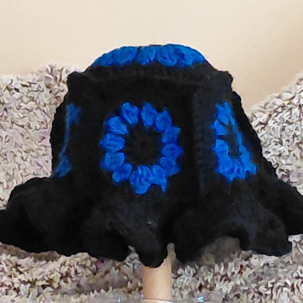 Handmade Black and Blue Crochet Hat